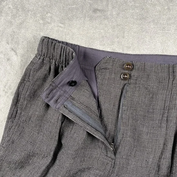 POETRY Pants Womens Sz 8 Grey Linen Tapered Trousers Crop Pleated Houndstooth - Picture 4 of 13